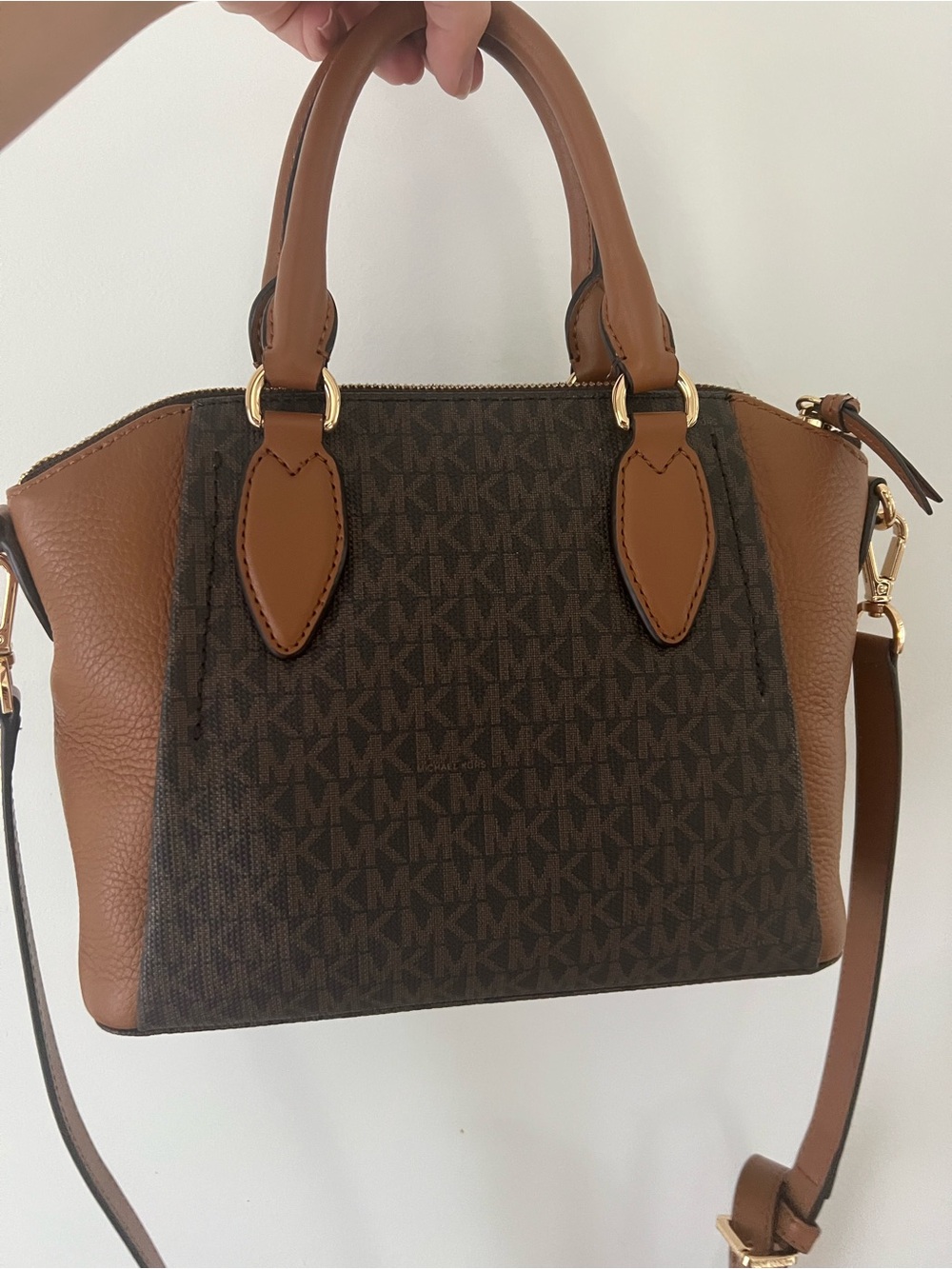 Michael Kors Small Brown Logo Tote with Tan Trim - Picture 3 of 7